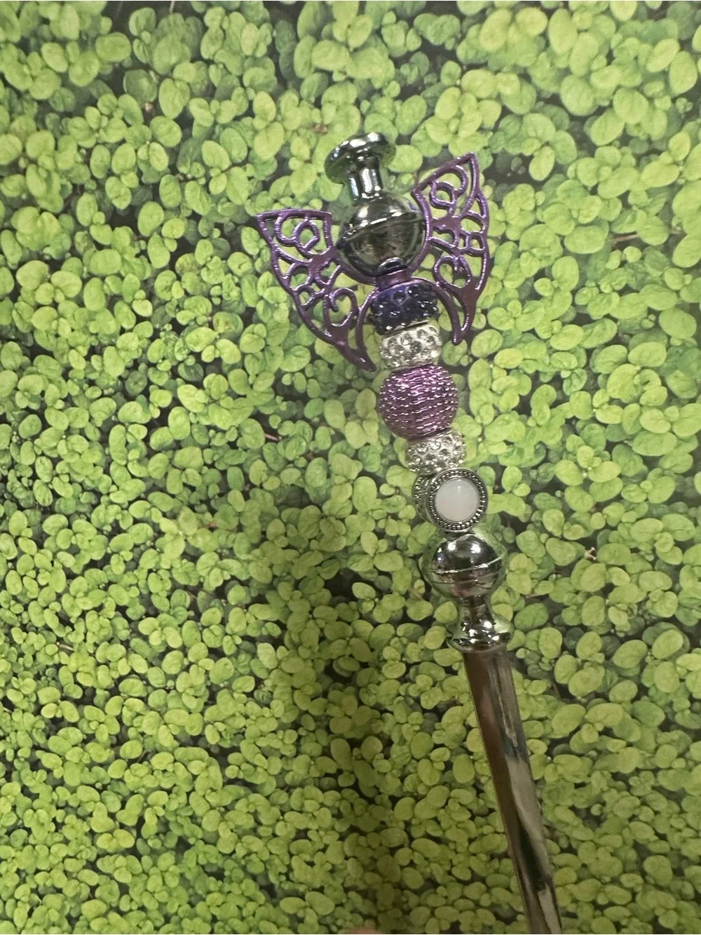Handmade Purple Wing Letter Opener & Candle Scribe – Beaded Desk Tool